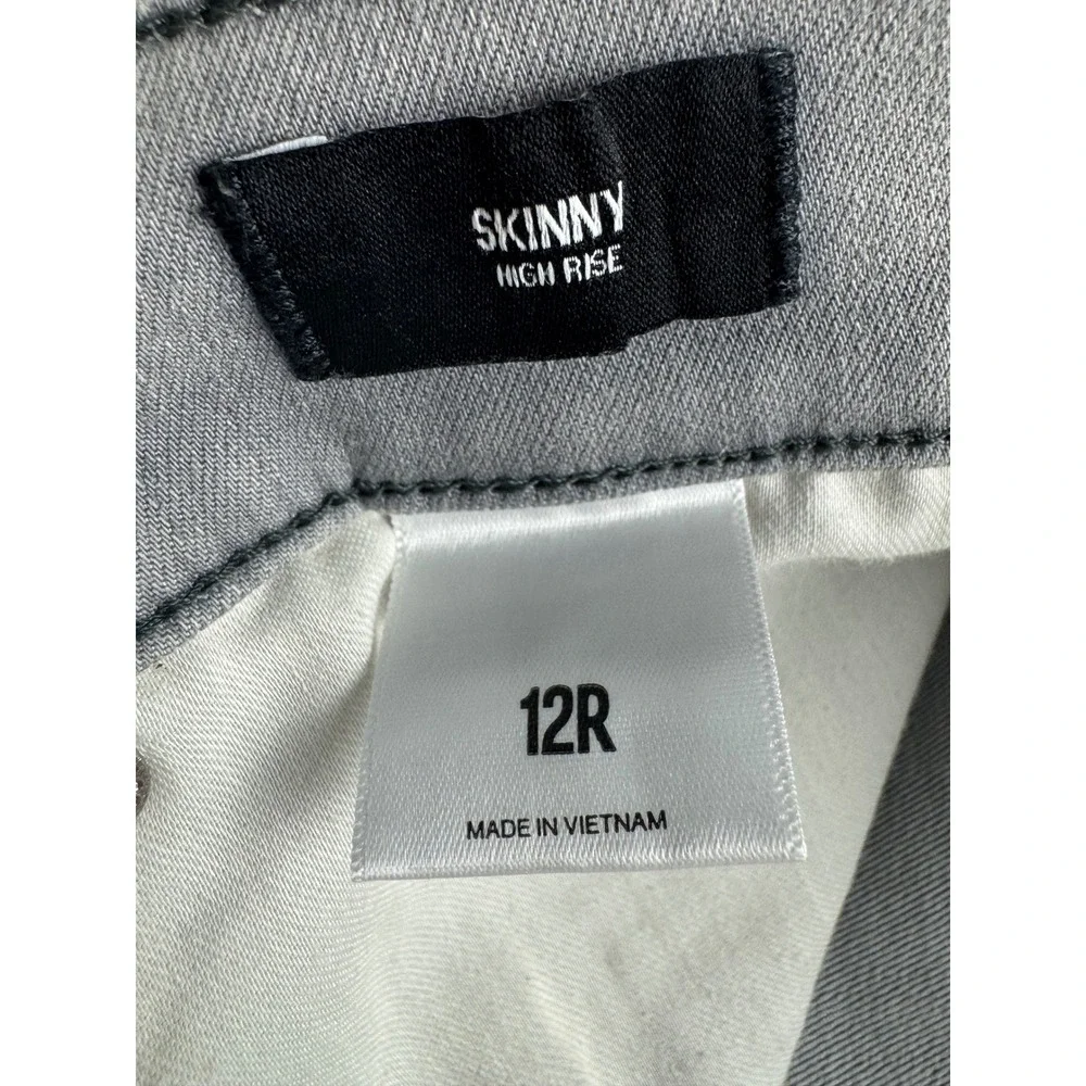 Express Womens High Rise Skinny Distressed Gray Jeans Size 12R NEW - Picture 7 of 16